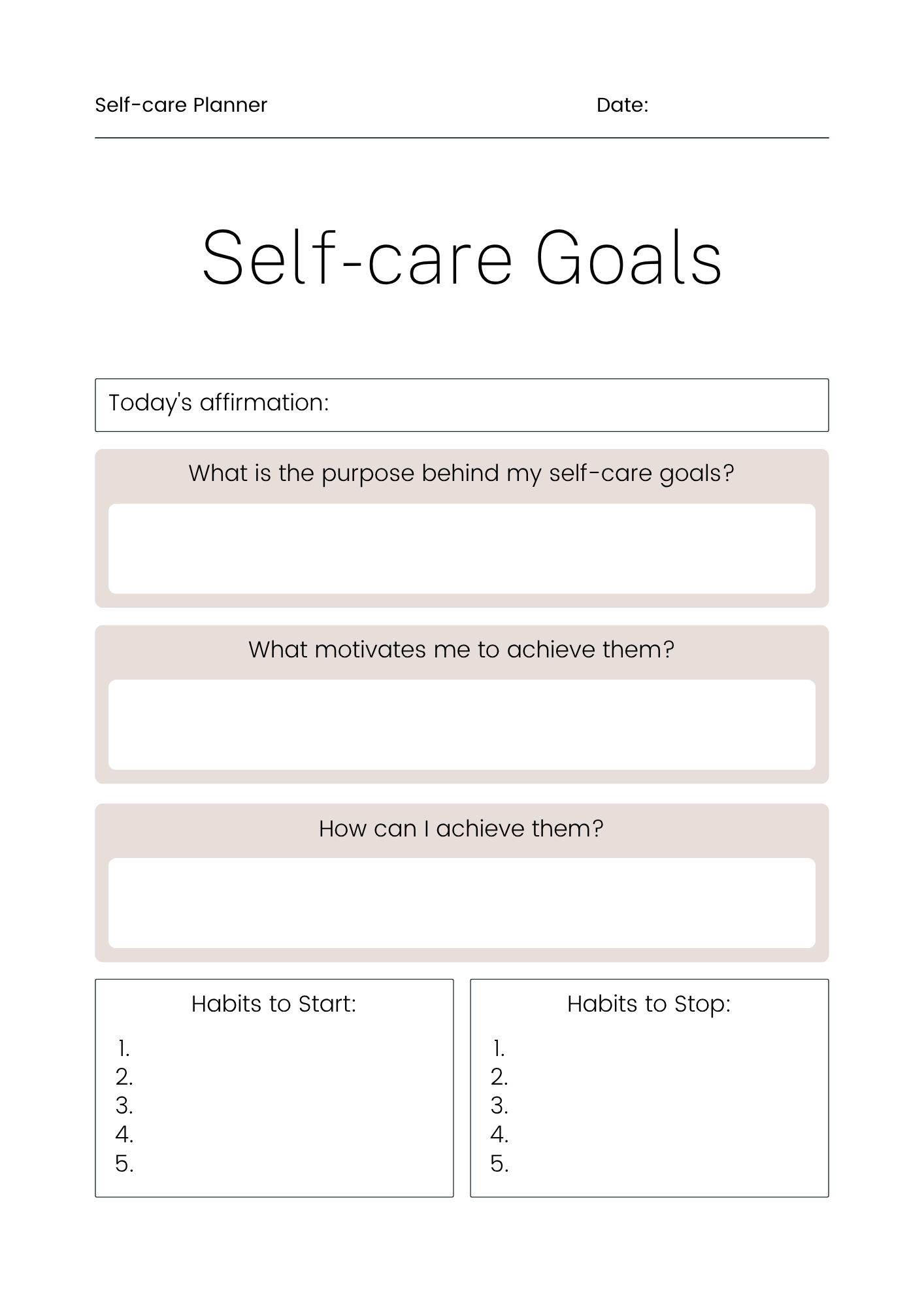 The Female Boss Self Care Planner